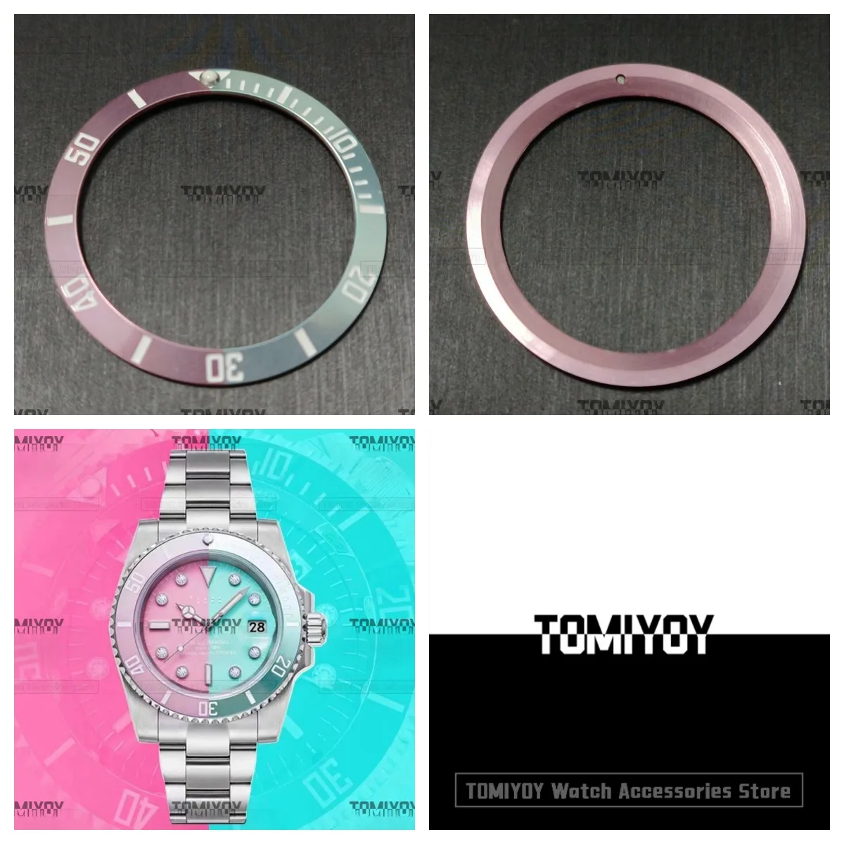 38Mm Rosa Blu Verde Colori A Contrasto Inserto Lunetta In Alluminio Adatto Per Rolex Water Ghost Gmt 8215 8200 Cassa Dell'Orologio