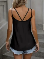 Minimalist Double-Strap Camisole, Slim-Fit V-Neck Design, Silk-Cool Breathable Fabric, Sleeveless Cool Summer Outer Layer, All-S - Image 2