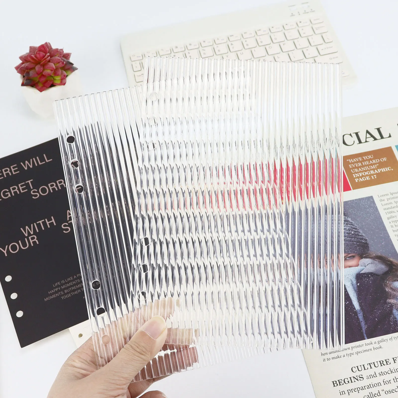 A5 A6 설탕 장식 두꺼운 라인 아크릴 루스 리프 바인더 커버 DIY 계정 도서 저널 플래너 사무용품 용품 - AliExpress