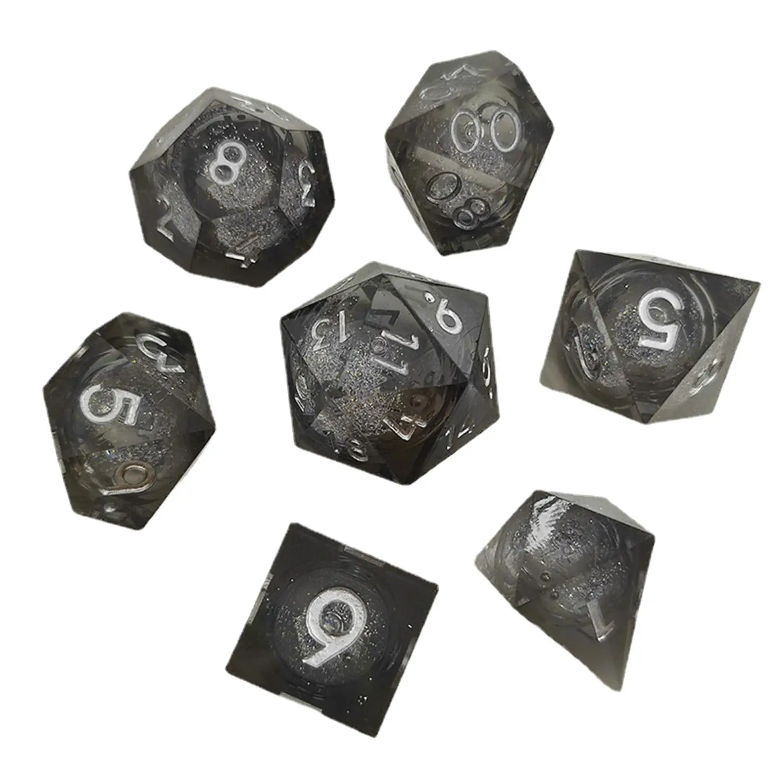 7x Acrylic Multi Sided Dice Play Gaming Dice for DND Party Favors Board Game