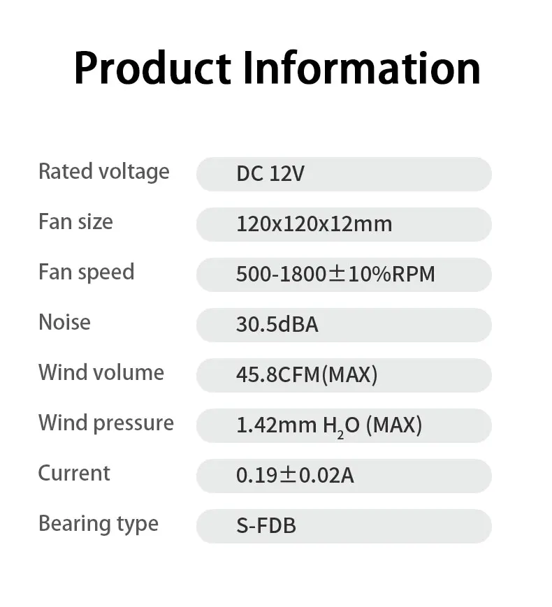 TE-12012 120mm Thin PC Case Fan,High Performance Cooling Low Noise 4-Pin 500-180