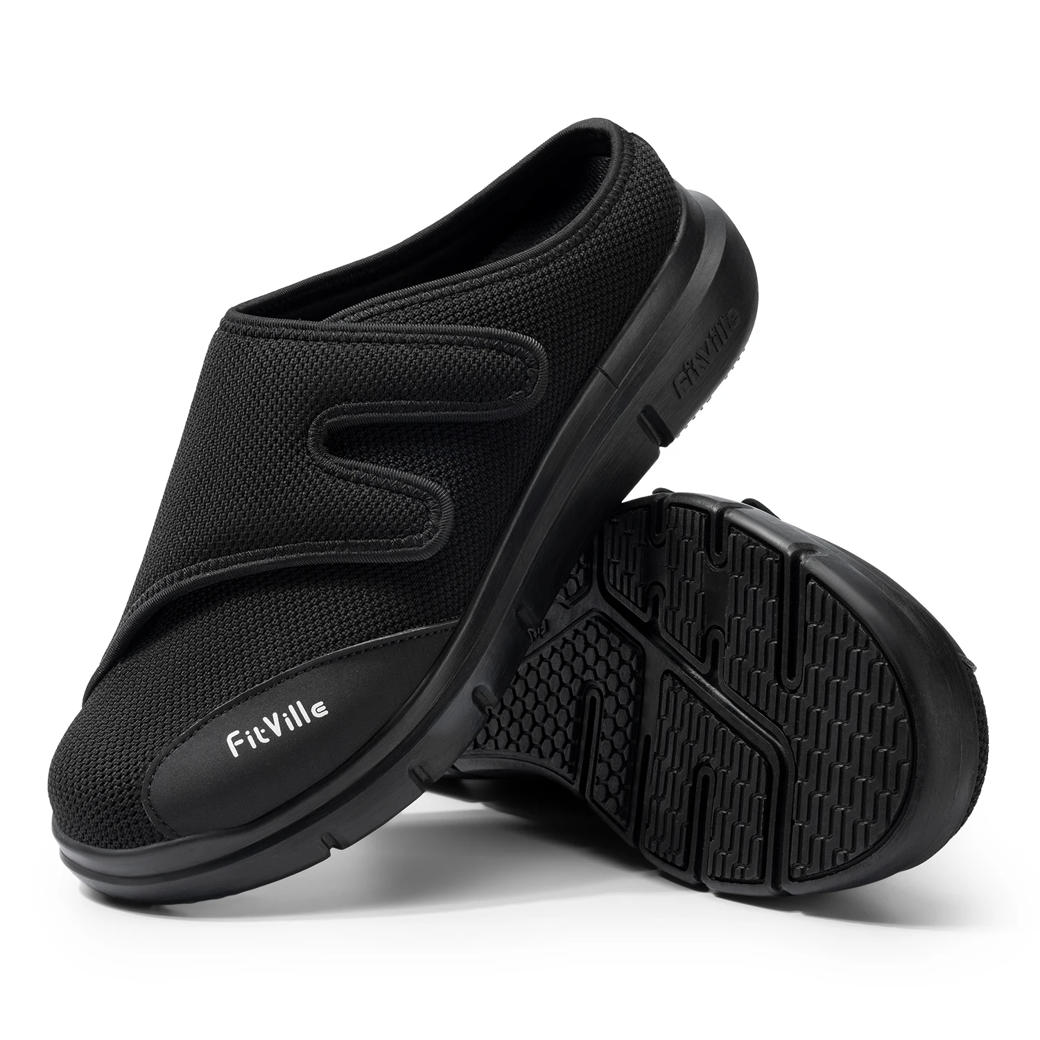 Cork Slippers FitVille Men's Half Slippers Diabetic Shoes Extra Wide Adjustable Lightweight Casual Shoe For Swollen Feet Plantar Fasciitis