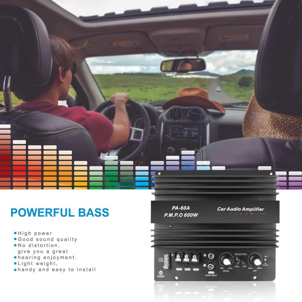 600W Amplifier Board 12V Car Audio Power Amplifier Board Lossless Subwoofer Bass