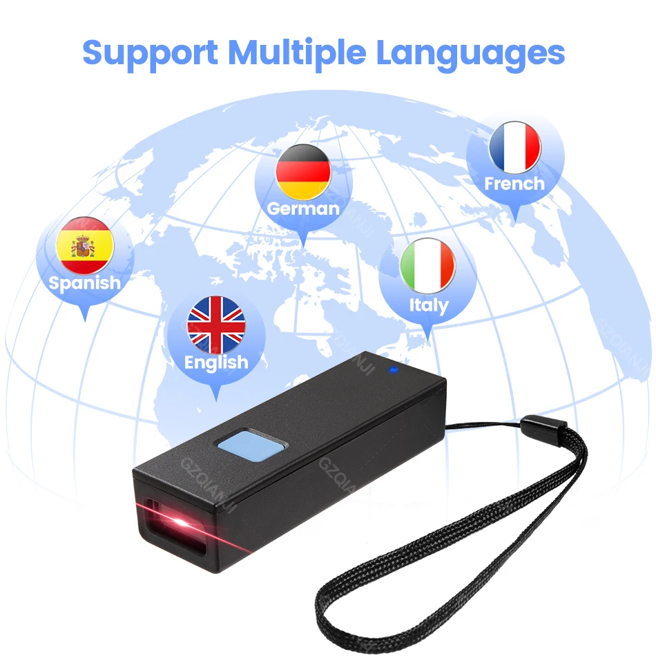 Bluetooth 2.4G 1D 2D Bluetooth Barcode Scanner Wireless CCD QR PDF417 Bar Code Reader for Mobile iPad Android Tablet Scan QR