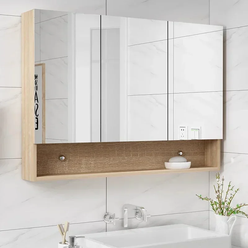 Nordic Smart Bathroom Mirror Cabinet Wall-mounted Washroom Illumination Mirror Cabinet Storage Furniture Muebles Para Bano FYBC