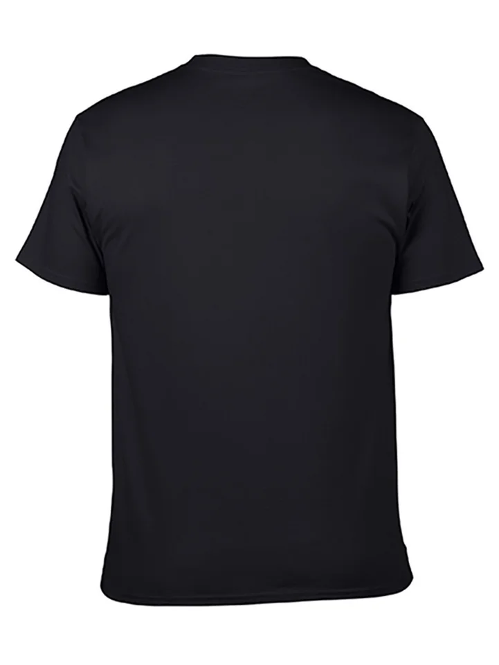 Mens Black Casual Graphic Cotton Tee Shirt