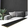 8-Pack 96 x 6in. WPC Acoustic Slat Wall Panel for Modern Interior Decor, TV Background, Living Room, Matte Black 1
