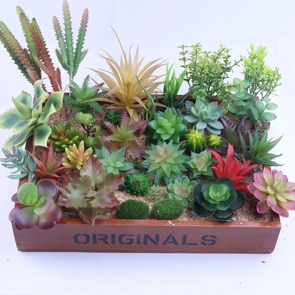 

1PC PVC Artificial Succulents Plants Green Desktop Mini Small Bonsai Fake Plants Living Room Ornament Home Garden Decoration