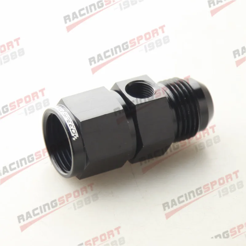 

10AN AN10 Male to -10 AN Female with 1/8" NPT Gauge Port Adapter Fuel Black