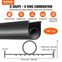 VEVOR Garage Door Seals Bottom Rubber, U Shape +O Ring Garage Door Weather Stripping, Universal Weatherproof Threshold Buffering 2