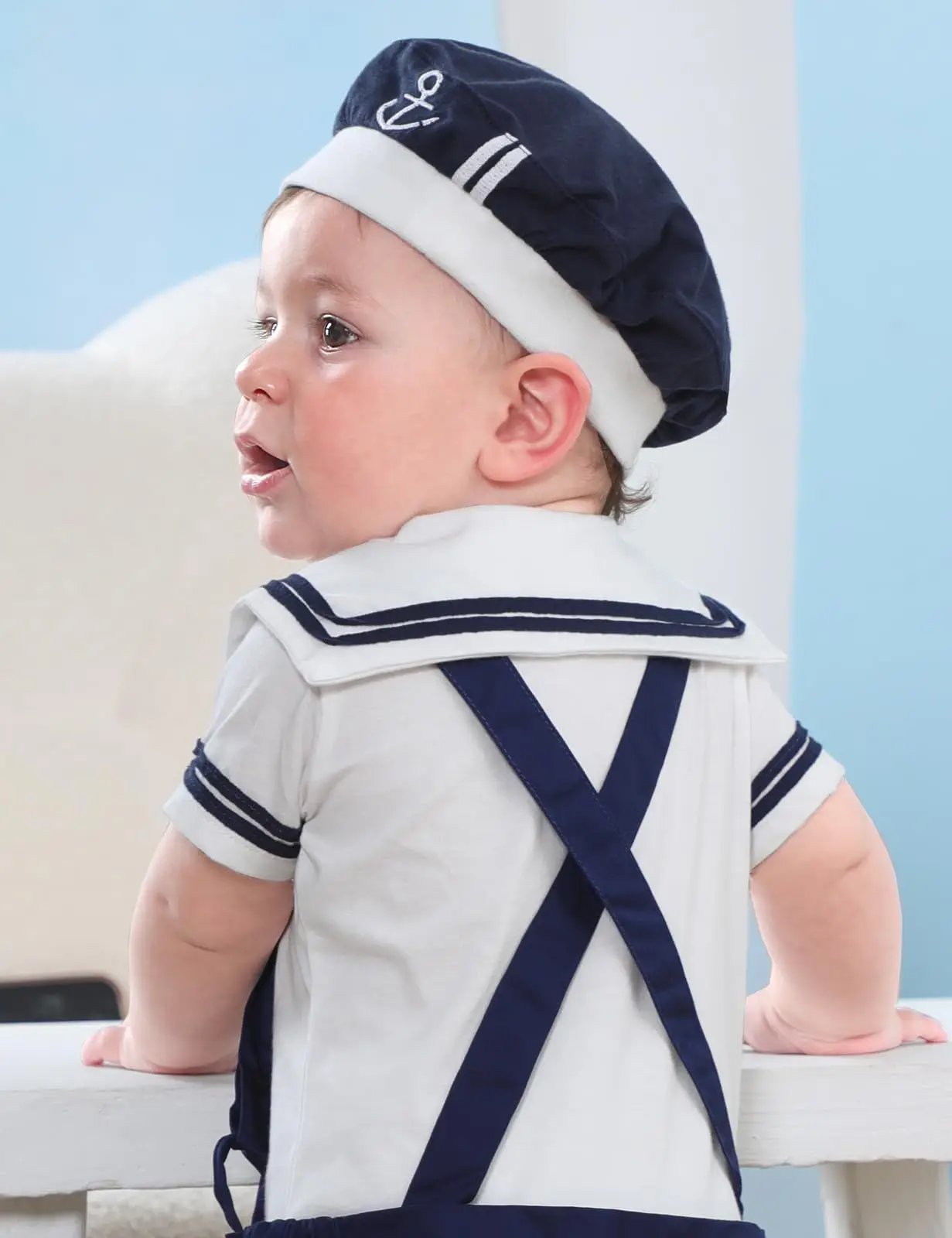 Baby Sailor Hat Infant Nautical Sailor Hats Caps Funny Cosplay Accessories Newborn Cotton Hat 3