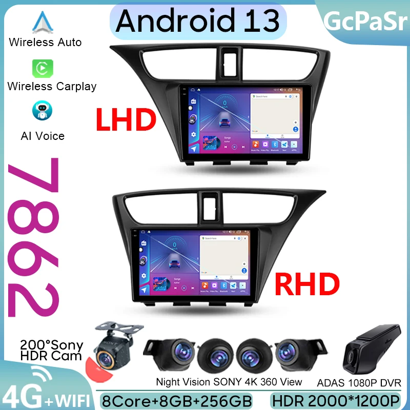 

Автомобильный Carplay для Honda Civic 9 FK FB 2012 - 2017 LHD RHD Android авто радио GPS навигация мультимедийный стерео проигрыватель No 2din DVD