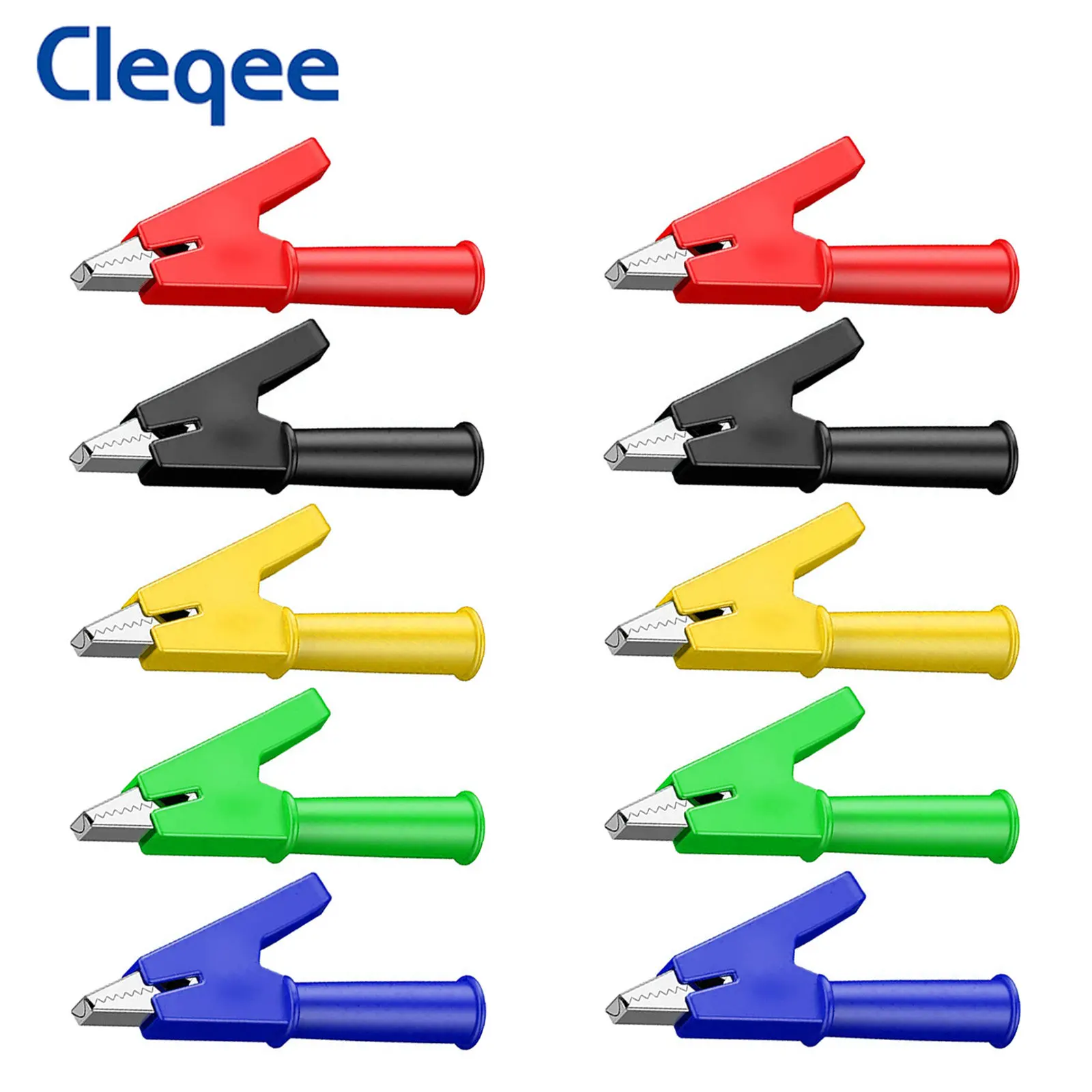 Cleqee P2002 10PCS High Current Alligator Clips with 4mm Socket 1000V