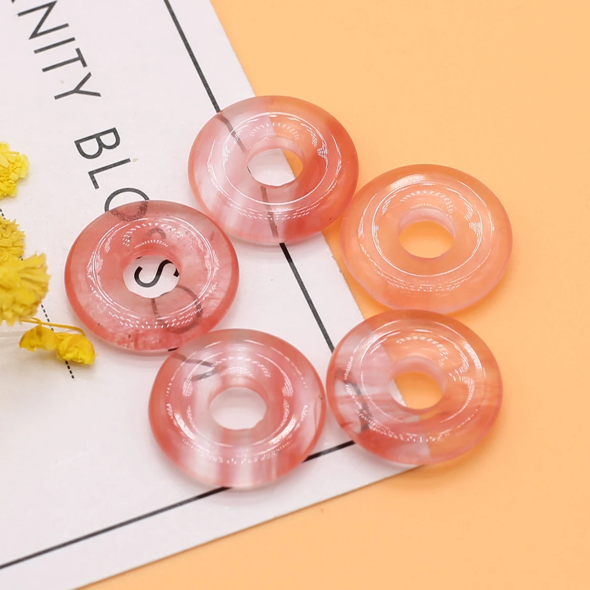 

18mm Big Hole Round Beads Charms Natural Stone Watermelon Red Stone Agates for Jewelry Making Necklace Earring Accessories