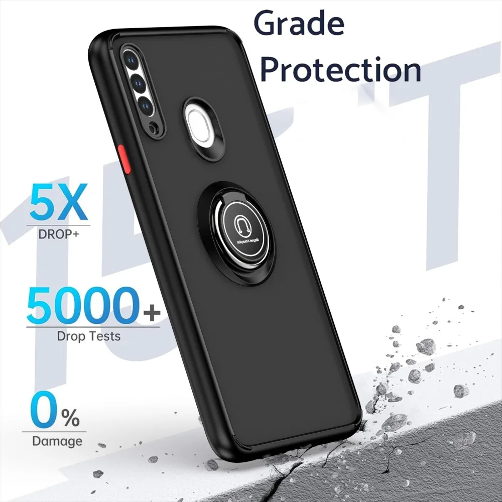 Shockproof Matte Protection Case with Finger Ring Holder and Bracket