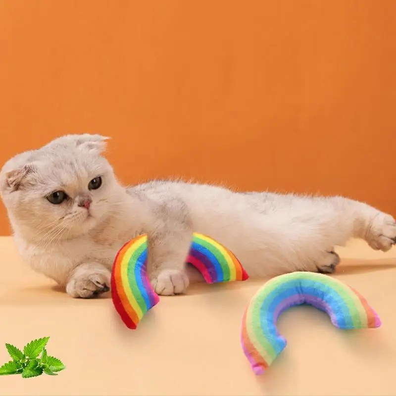 

Rainbow Cat Toy Soft Plush Catnip Toys Training Supplies Interactive Toys Rainbow Pillow Toys Pet Dog Toys Puppy Chewing Toy