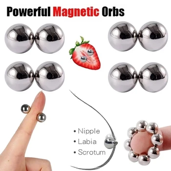 1 par de Piercing sin imán potente para pezón, pinzas de bolas para mujer, Bondage magnético fuerte, Piercing Sexy para el cuerpo para pareja