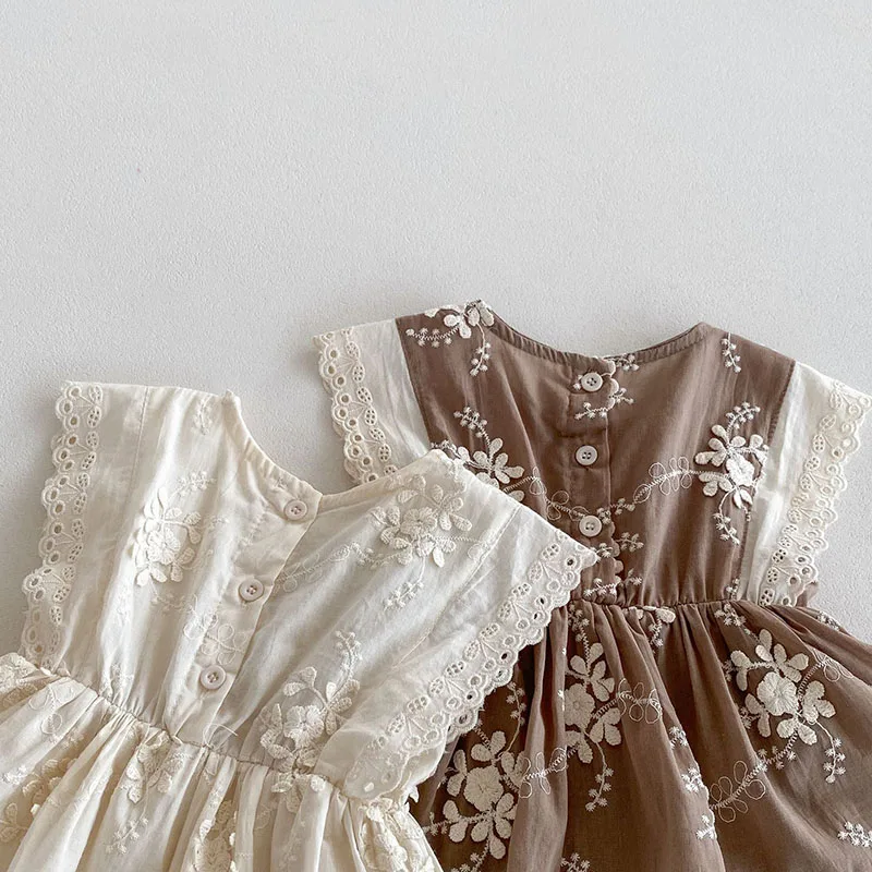 Cute Baby Girls Embroidery Flower Jumpsuit