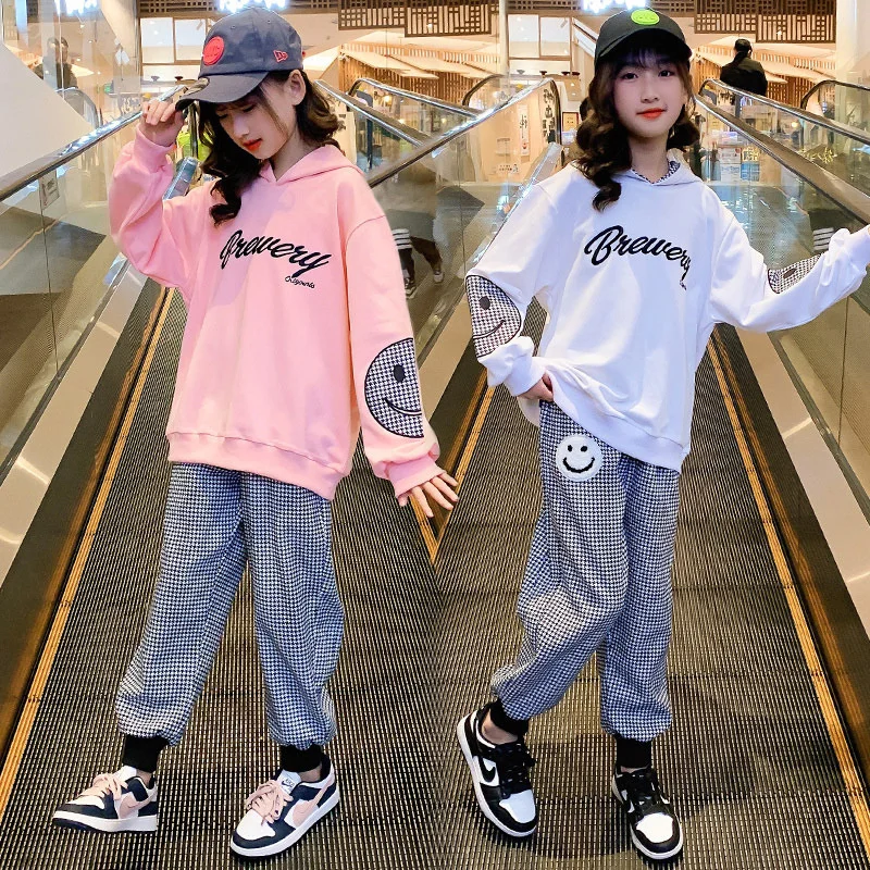

Girls Suit Sweatshirts +Pants Cotton 2Pcs/Sets 2022 Sweet Spring Autumn Thicken Sport Tracksuits Teenagers Kid Baby Children Clo