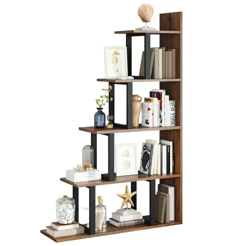 

Dextrus 5-Tier Bookshelf,L-Shape Freestanding Ladder Corner Bookshelves and Bookcase Display Rack Shelf for Living Room Bedroom