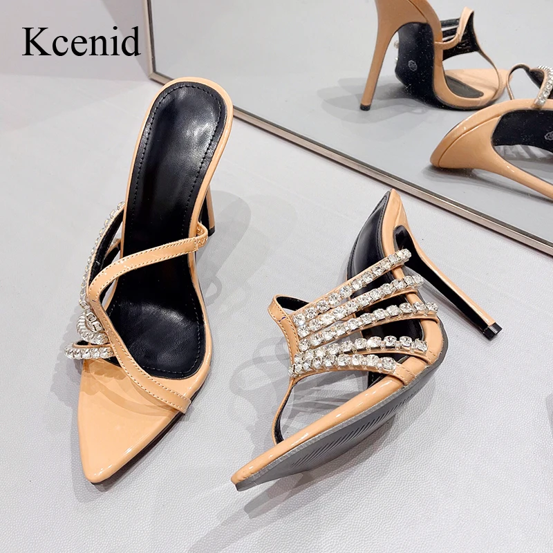 

Kcenid, летние сандалии с узкими ремешками, со стразами, с острым носком, обувь для стриптиза, женские туфли на тонком высоком каблуке, Свадебная обувь для вечеринки