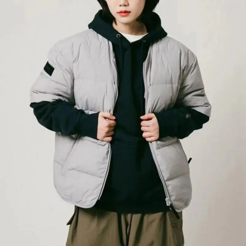 Japanese Couple Short Sleeved Cotton Padded Jacket for Autumn Winter New Warm Collarless Zipper Vest Parkas Men Trendy Outerwear - Image 3