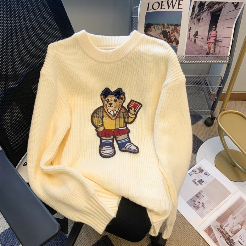 

New Brand Bear Sweaters Men Women Cotton Embroidery Knitted Jumpers Spring Autumn Warm Loose Casual Y2k Knit Pullover Streetwear