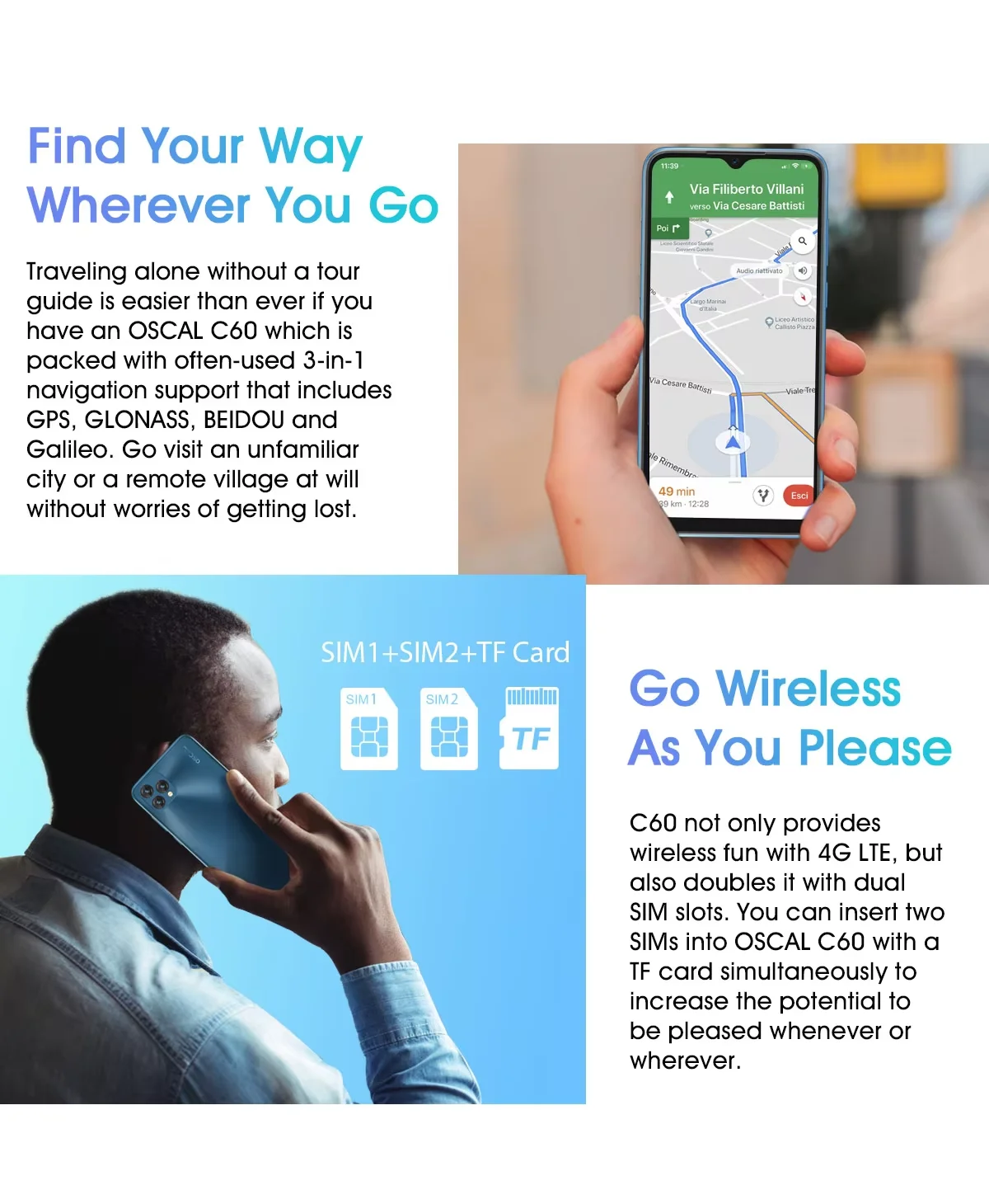 OSCAL C60 Smartphone , 6.5 inch HD+IPS Display , Helio A22 , 4GB + 32GB, 4780mAh ,13MP + 5MP Camera Mobile Phone with Android 11