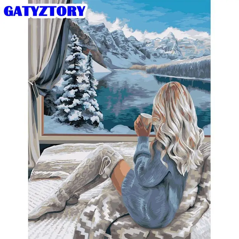 GATYZTORY Paint By Number Girl Drawing On Canvas Handpainted Painting
