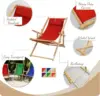 Folding Fully-Assembled Adjustable Solid Wood Sling Patio Outdoor Chair Natural Frame/Natural Canvs 4
