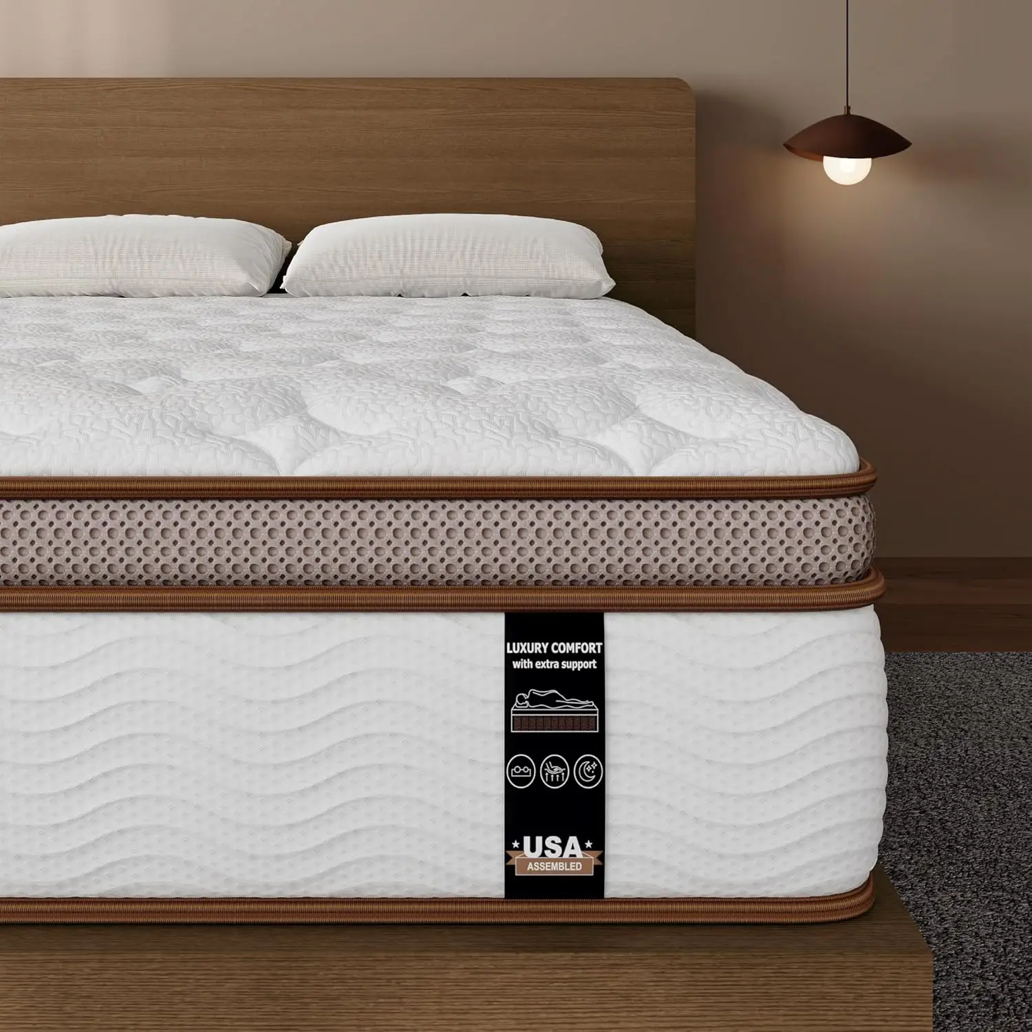 Sleepmax King Size Mattress 14 Inch  Luxury Hybrid Mattress for Back Pain Relief  Extra Support for All Shapes  Motion
