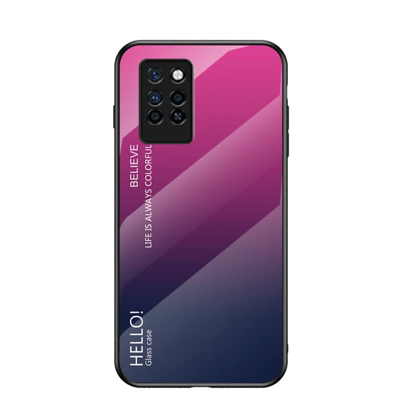 Gradient Tempered Glass Hard Cover Back Phone Case with Glass Protector