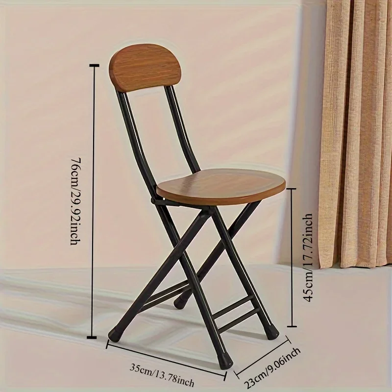 Classic Style Folding Chair with Oval Seat Portable, No Assembly Needed, Durable Metal Frame Hardwood Construction for Home
