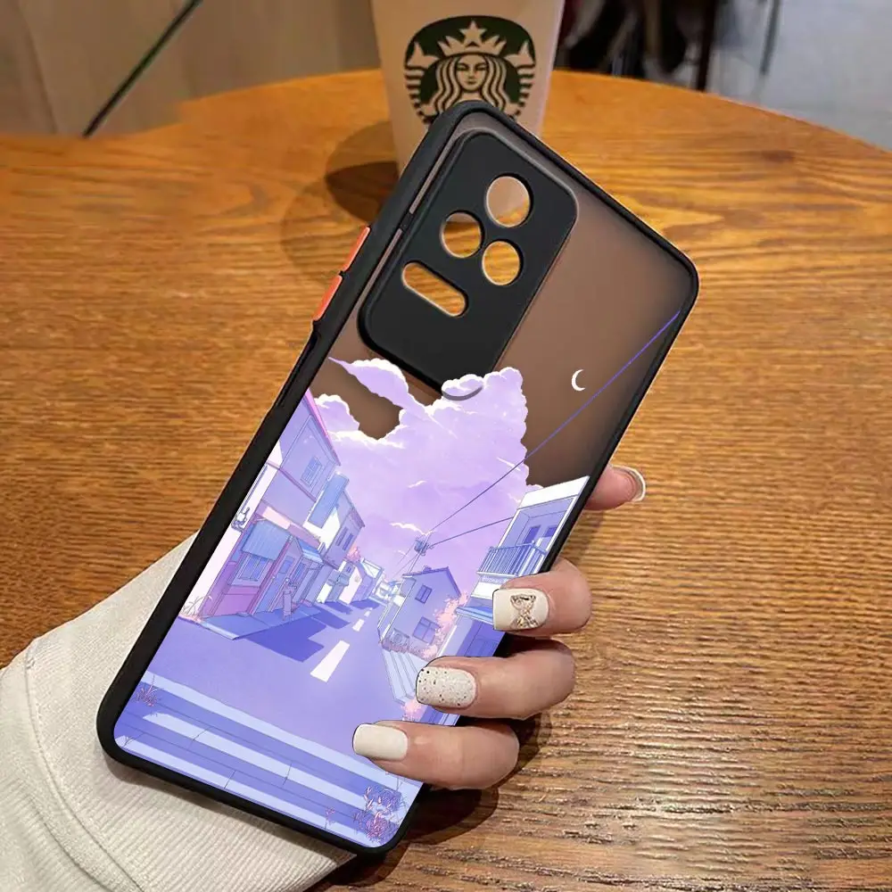 Funda mate para Redmi A1 K50 K40 GAMING K30 K20 10X 10C 10 9C 9T 9 8 7 PRO 4G 5G funda Anime japonés paisaje de casa pintado a mano