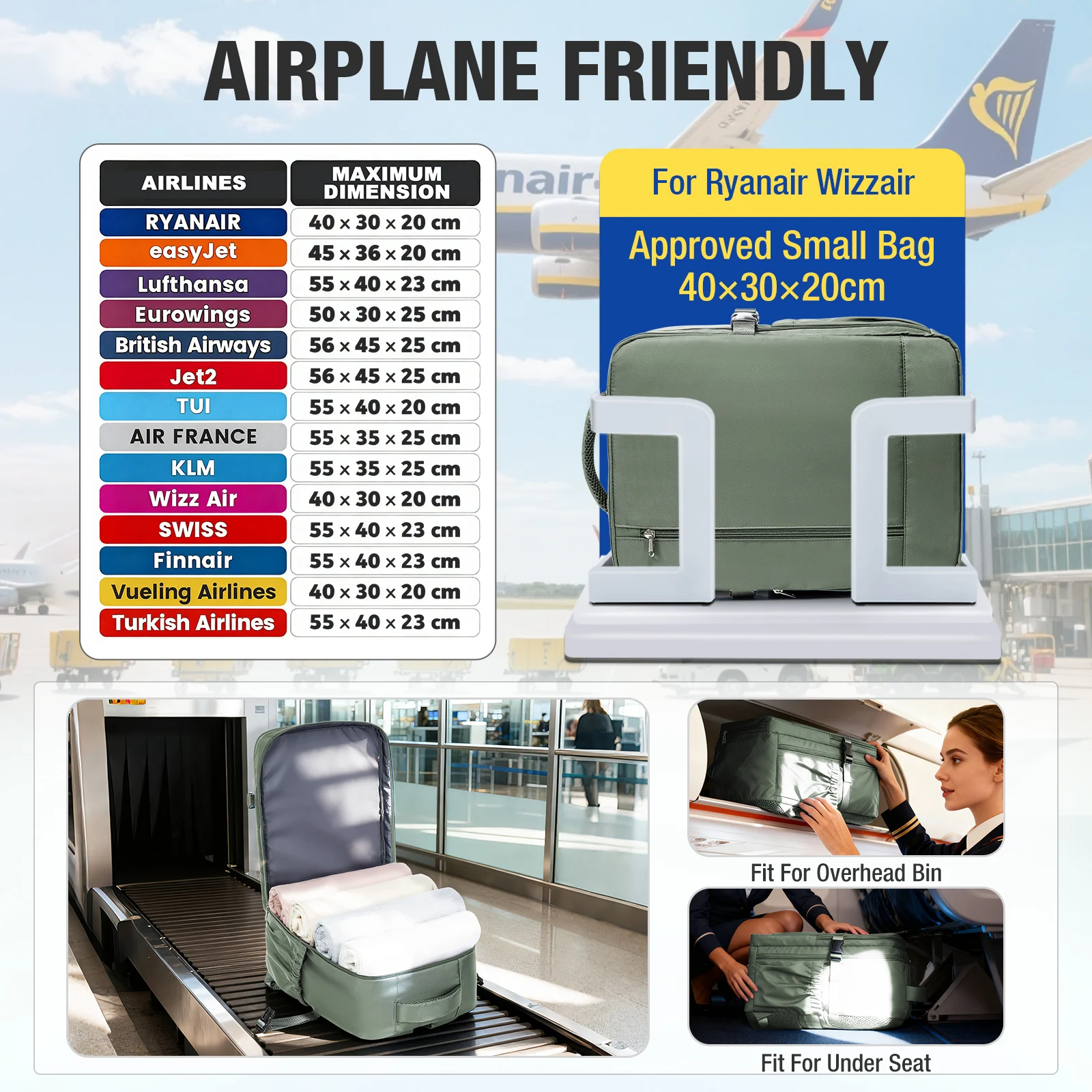 Backpack Travel Cabin Plane 40x20x30 Cabin Bag, Women Men Backpack Hand Luggage Laptop Backpack,Clothing Storage Bag, Schoolbag