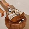 Travel Makeup Bag,Waterproof Portable Pouch Open Flat Toiletry Bag Make Up Organizer With Divider And Handle(Brown) Durable 6