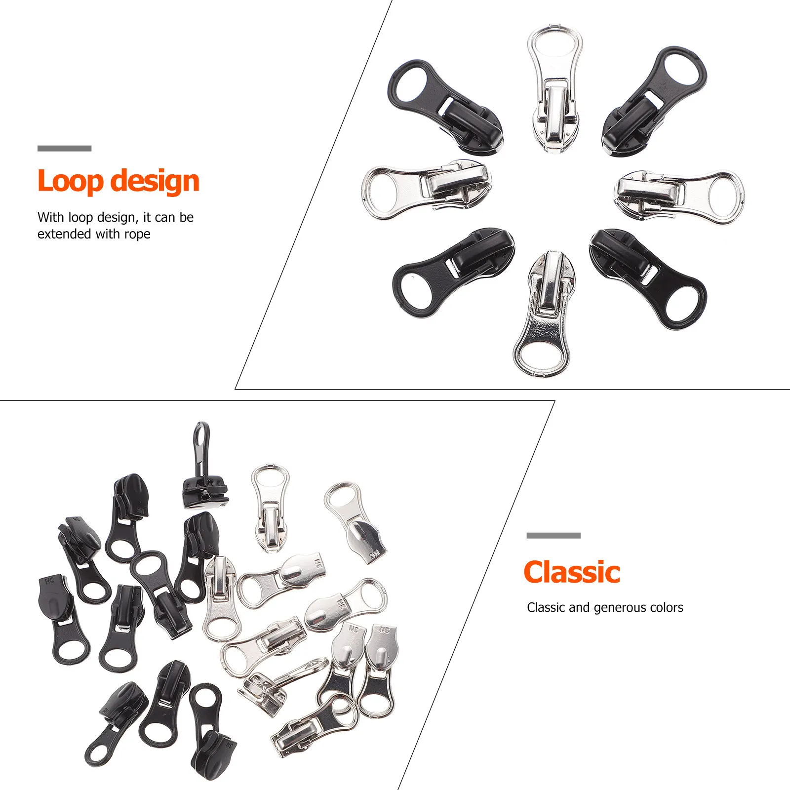20Pcs 절묘한 장인 정신 나일론 지퍼 풀러 수하물 가방 코트 바지 DIY 의류용 지퍼 풀러 헤드를 쉽게 설치할 수 있습니다.