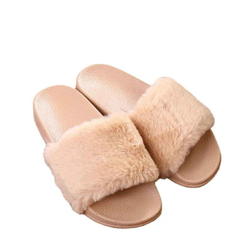 Women's Slippers Fuzzy Soft House Slippers Plush Furry Warm Open Toe Fluffy Breathable Home Shoes 4