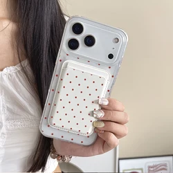 Mini Red Polka Dot MagSafe Phone Case with Leather Card Holder - iPhone 15 Plus (KB - BA - KBP9672)