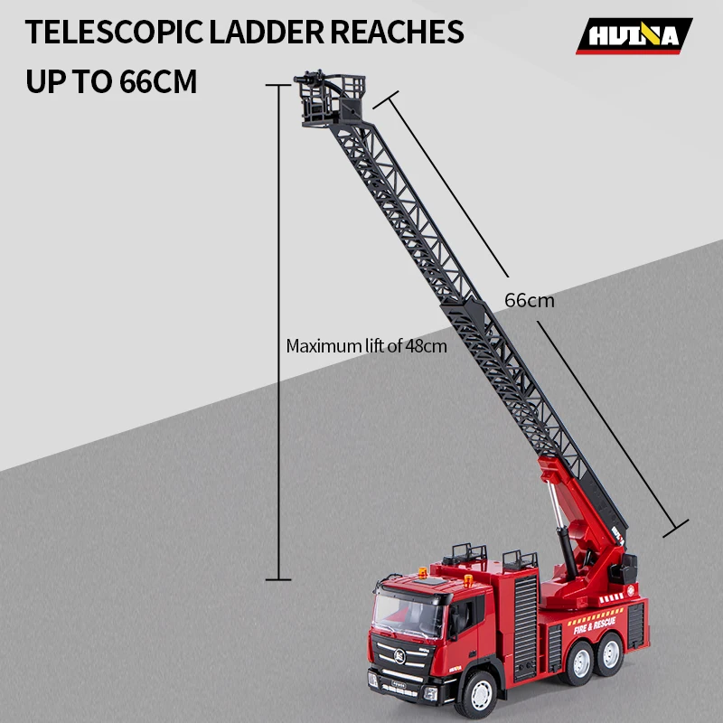 RTR HUINA Toy 1/18 RC Aerial Ladder Fire Truck 1361 9-channel Remote Control Spray Car Model Battery Gift TH23243 4