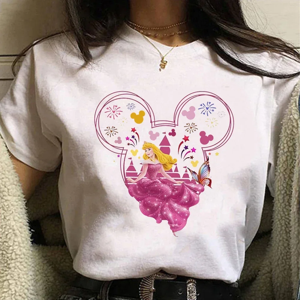 

Summer Little Mermaid Ariel Women's Clothing Aesthetic Mickey Element Fashion T-shirt Basic Tops Cute Graphic Shirt
