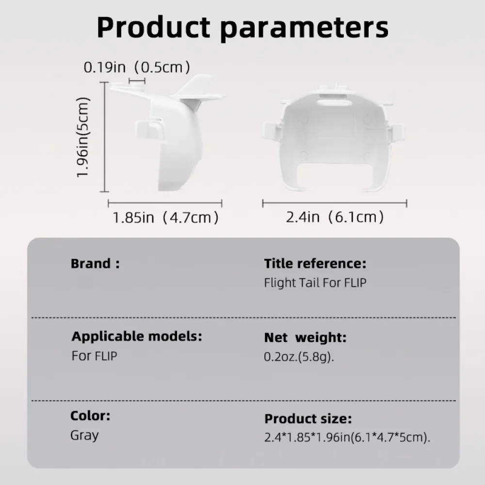 Stabilisateur aérodynamique queue drone DJI FLIP - 5.8g gris