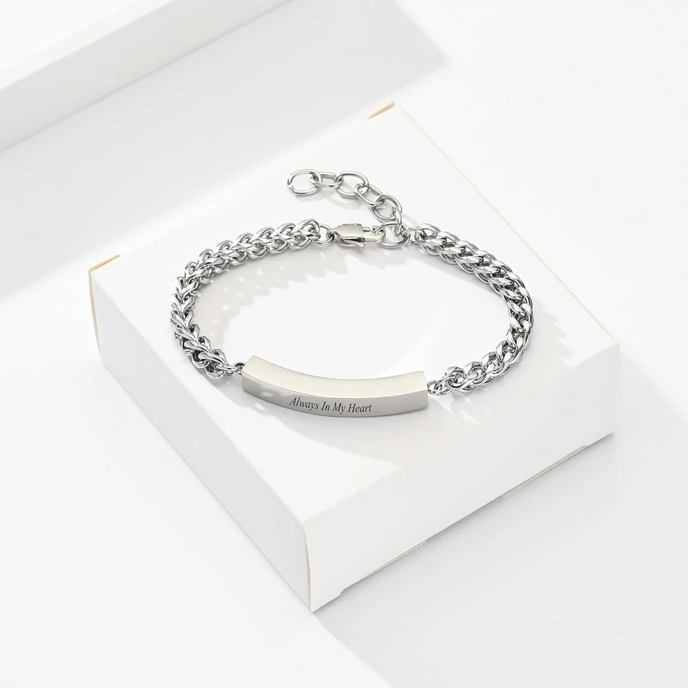 Customize chain Urn Bracelet Memorial Keepsake With Strip Stainless Steel Urns For Ashes Always In My Heart Cremation Jewelry