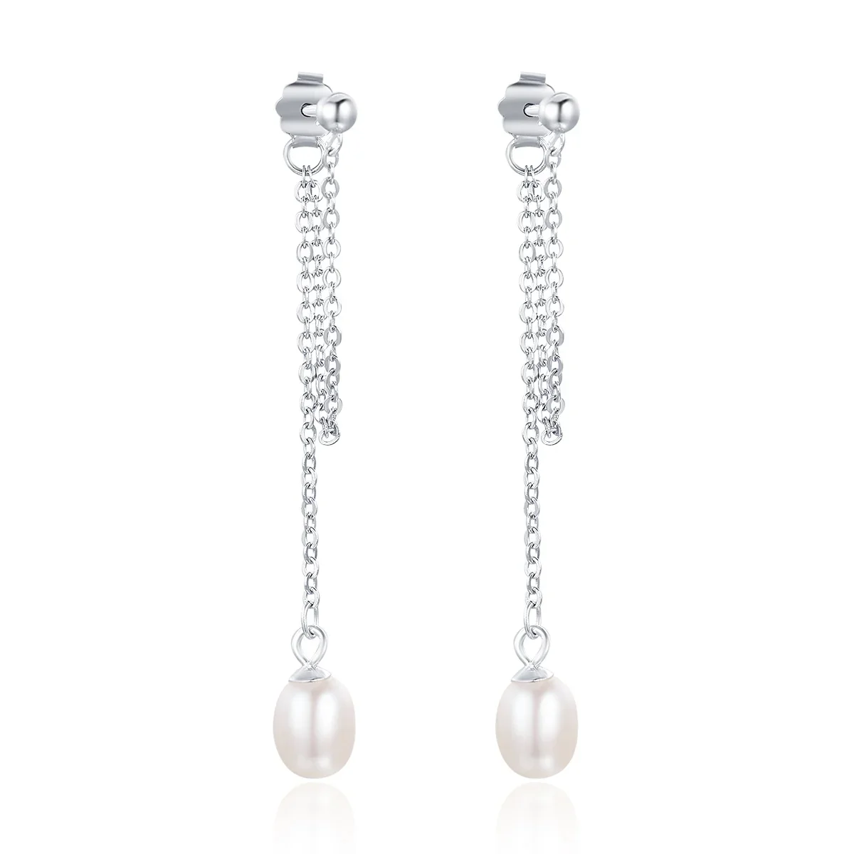 

STE3 Customized 925 Sterling Silver Fashion Pearl Earring Chain Long Tassel Earrings For Women boucle d'oreille