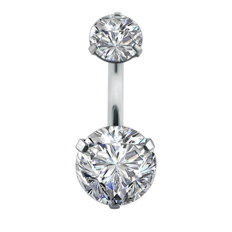 Belly Button Piercing Jewelry Double Fashion Crystal Flower Belly Button Rings AAA Zircon Surgical Steel Body Jewelry Sexy Navel Piercing Ombligo piercing jewelry body piercing jewelry body jewelry belly button piercings