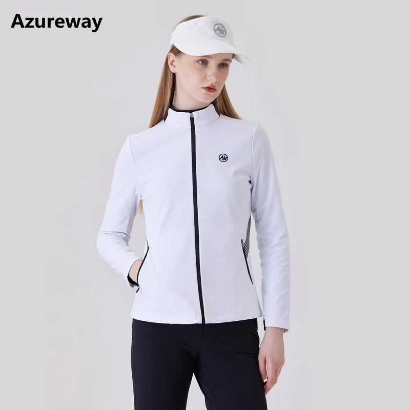 AW Autumn and Winter New Golf Jacket Outdoor Sports Stand Collar Slim-fit Leece Trench Coat Women Warm Long Sleeve Golf Apparel