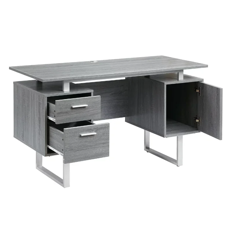 Techni Mobili Modern Office Desk with Storage, Grey 5