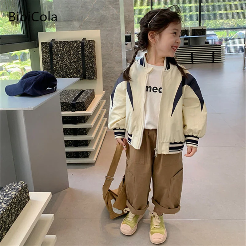 

Baby Girls' Korean Baseball Jackets 2022 Autumn New Children's Casual Versatile Jacket Tops 2-8 Years Old Fashion Sportswear