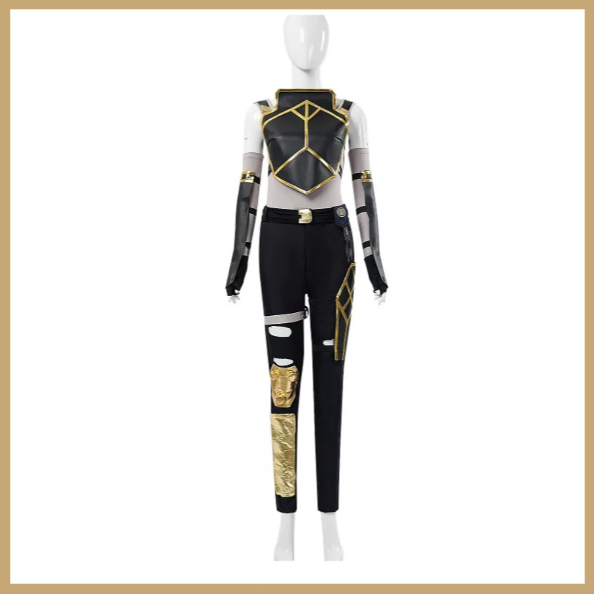 Arcane Vi Black PU Tops Uniform Cosplay Costume
