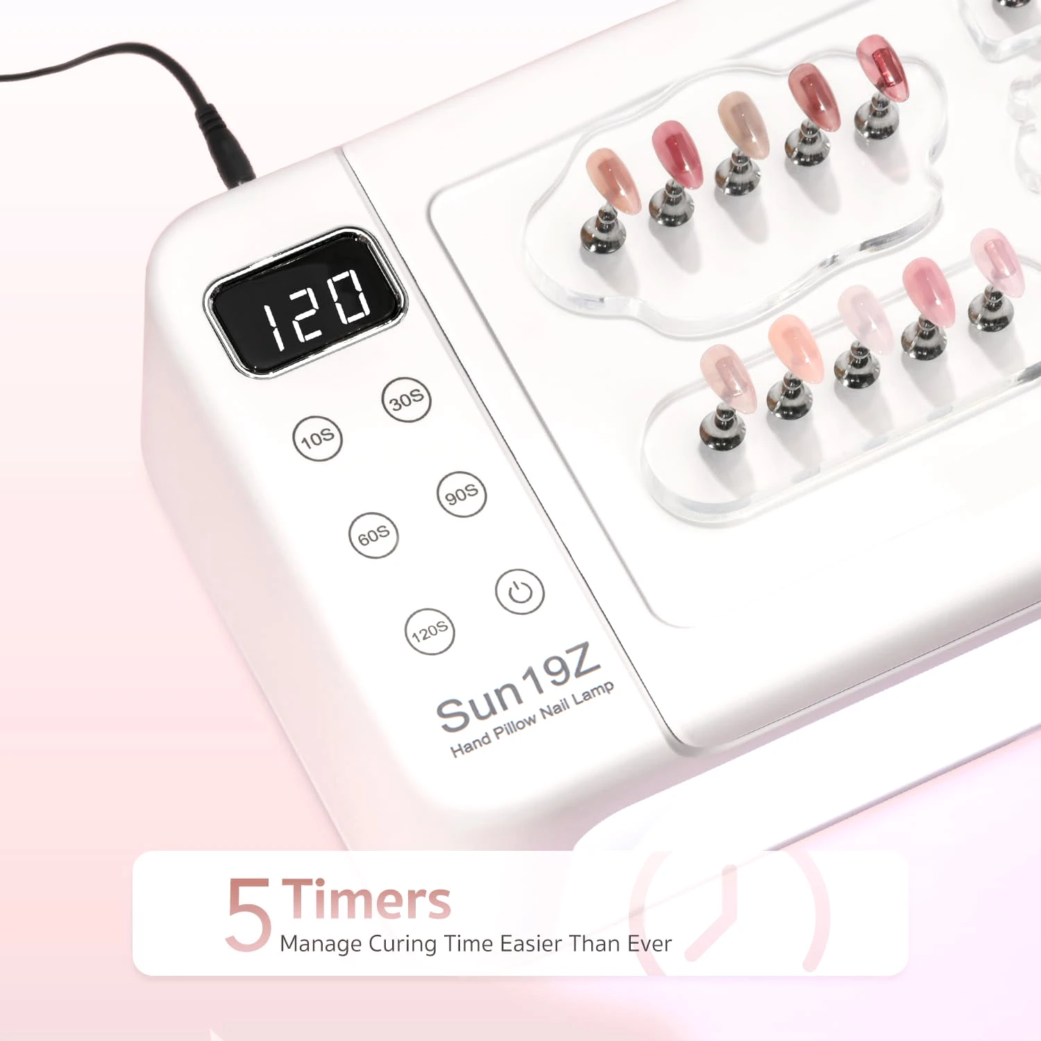 63LEDS Uv Led Lamp for Nails Press on Nail Lamp with Arm Rest Lamp for Manicure 5 Timers Gel Polish Drying Lamp Nail Salon Tools 5